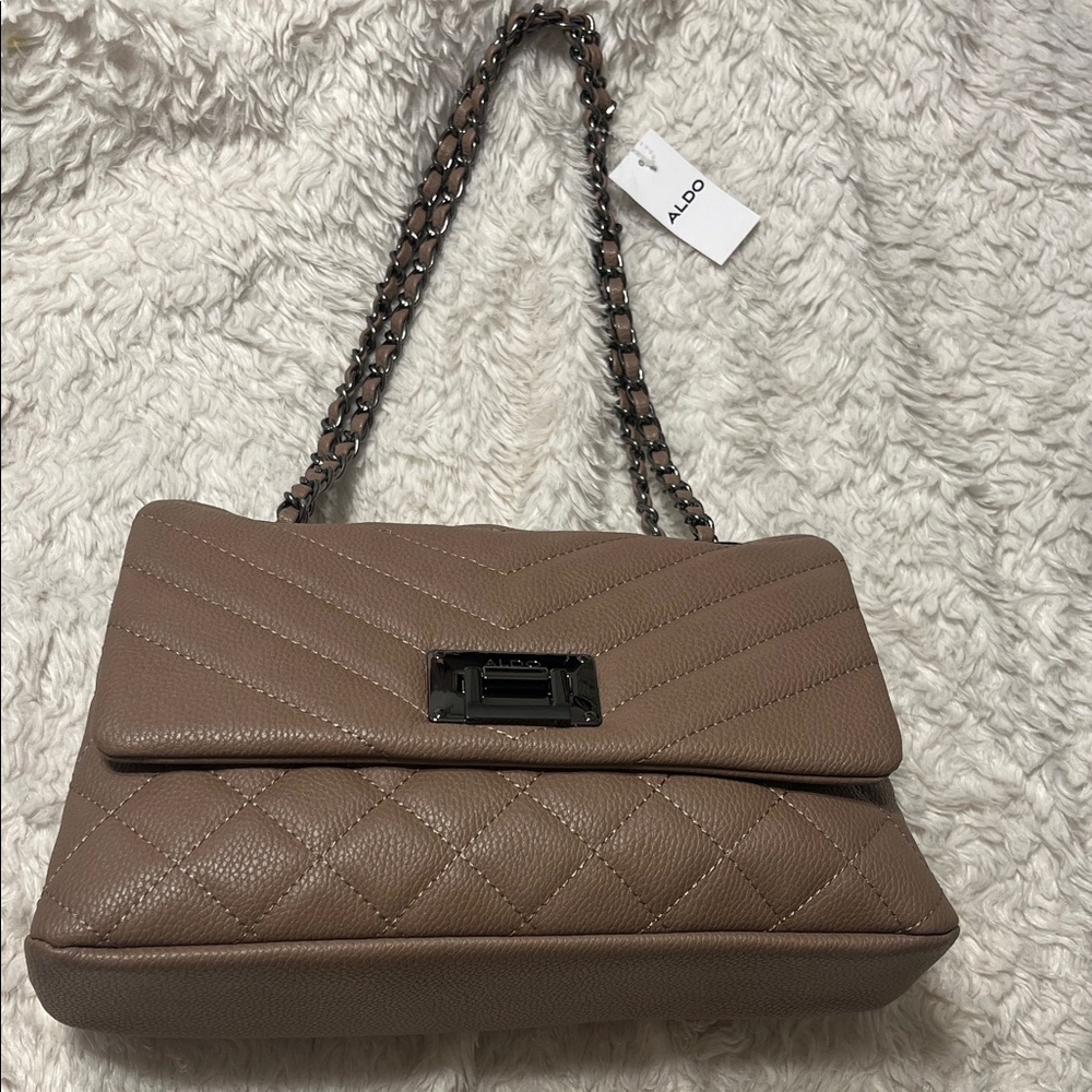 Aldo Taupe Quilted Shoulder Bag